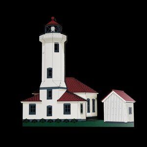 Vtg 2001 Sheila's Point Wilson Lighthouse Washington Wood Shelf-Sitter Decor